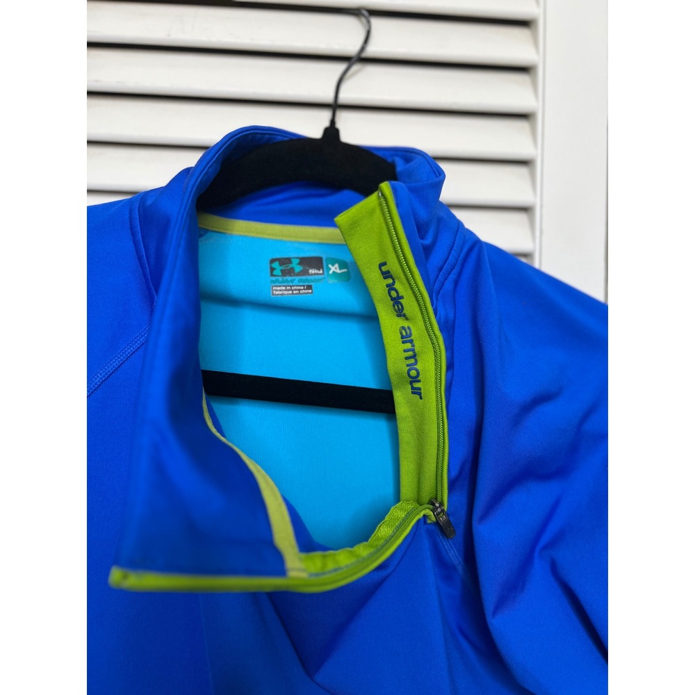 Under Armour ColdGear Quarter Zip Pullover Womens XL Blue Thumbholes